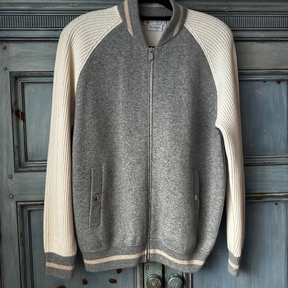 Brunello Cucinelli Cashmere Man's Wool Cashmere Bomber Jacket Size 50 NWT - Picture 12 of 16